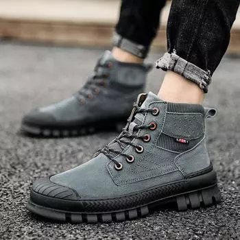 Мужские высокие рабочие туфли в британском стиле на осень Ботинки средней высоты Кожаные ботинки Кожаные короткие ботинки 38
