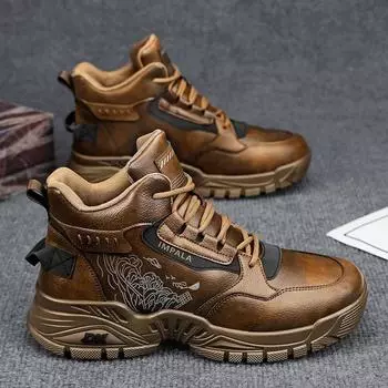Мужские высокие ретро-ботинки для снега, новая мода, толстая подошва, противоскользящая обувь, повседневная обувь для альпинизма и путешествий 39