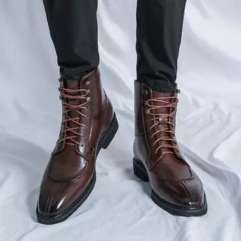 Мужские высокие сапоги в стиле ретро, вечерние, черные кожаные ботильоны, смокинг, свадебные пиджаки, туфли-седла, мотоциклетные ботинки EU:38 чёрный