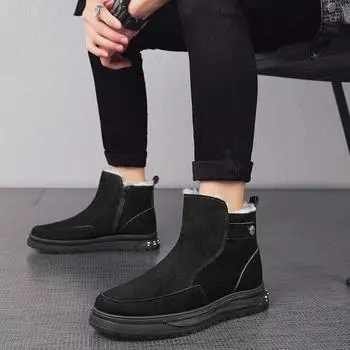 Мужские высокие толстые термосапоги из хлопка, модные зимние ботинки, повседневные туфли на плоской подошве 39