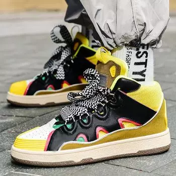 Мужские высокие трендовые модные кроссовки Женская спортивная обувь большого размера 36 белый