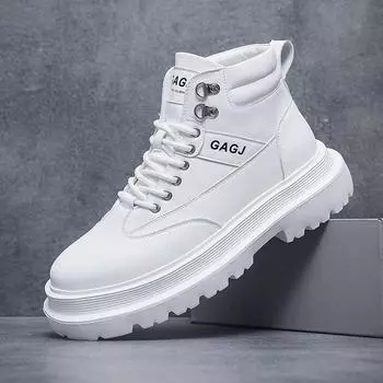 Мужские высокие туфли для серфинга осенне-зимняя мода с белыми мужскими ботинками на платформе туфли с увеличенным голенищем мужские туфли-локомотивы модная мужская обувь 38 белый