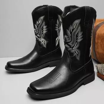 Мужские высокие вышитые ботинки осень-зима новые мягкие подошвы нескользящие уличные ботинки модные повседневные ботинки мотоциклетные ботинки 39