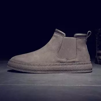 Мужские высокие замшевые ботинки Martin 2024 года, осень/зима: Толстая подошва, ретро-стиль мотоцикла, дополнительное тепло 40