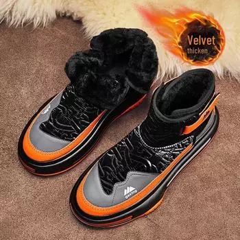 Мужские высокие зимние ботинки для снега с бархатной подкладкой и теплыми рукавами 39 красный/белый