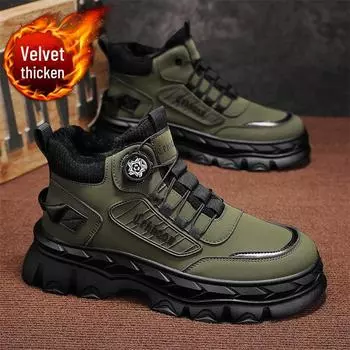 Мужские высокие зимние ботинки Martin: С бархатной подкладкой, в стиле ретро, водонепроницаемая, нескользящая, увеличивающая рост, рабочая обувь для улицы 44