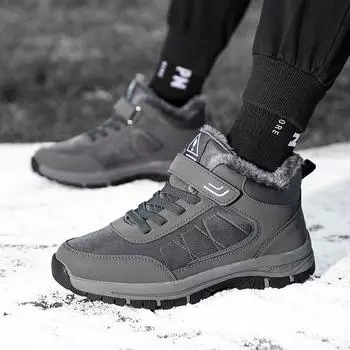 Мужские высокие зимние теплые хлопковые ботинки для активного отдыха, женские повседневные нескользящие походные зимние ботинки, классические плюшевые замшевые мокасины унисекс 36