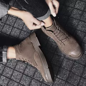 Мужские высококачественные кожаные ботинки мужские весенние повседневные мотоциклетные ботинки на щиколотку Hombre мужские базовые ботинки на шнуровке мужские модные мужские ботинки789 39 хаки