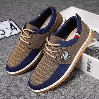 Мужские высококачественные парусиновые мокасины Мужская повседневная обувь Дышащие мокасины на шнуровке Мужские туфли на плоской подошве Модная мужская обувь Мужская обувь для вождения Рабочая обувь для мужчин 39 коричневый