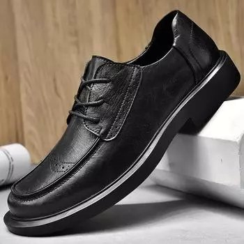 Мужские высококачественные серые мужские туфли из кожи с мягкой подошвой, деловые повседневные кожаные туфли 38 чёрный