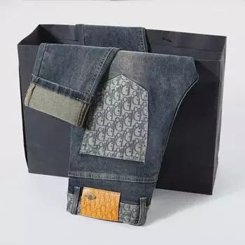 Мужские высококачественные стираные узкие прямые эластичные джинсы Dijia для весны и осени 33