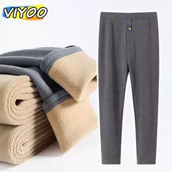 Мужские высококачественные зимние леггинсы Plus Velvet, термобелье, одежда, брюки, уличные толстые брюки M серый