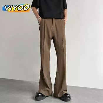 Мужские Y2K черные брюки Fomal, расклешенные брюки, повседневные широкие брюки, облегающие костюмы, брюки для мужчин, корейская одежда