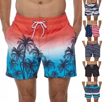 Мужские забавные быстросохнущие плавки для серфинга, летние пляжные шорты, праздничные милые шорты на шнурке с карманами L серый