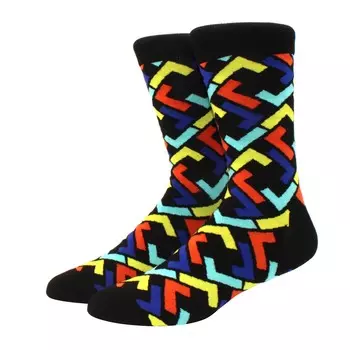 Мужские забавные носки Happy Socks Fine Paragraph Diamond Pattern Argyle Threedimensional Tube Geometric Funny Large size Combed Cotton