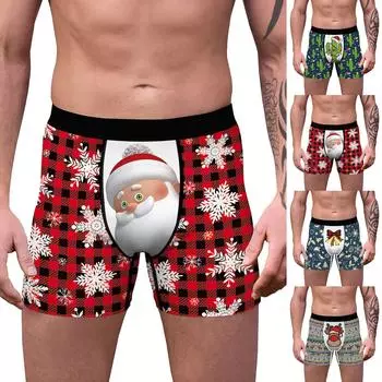 Мужские забавные трусы, нижнее белье, спортивные дышащие мягкие трусы, подарки для мужчин с Рождеством L