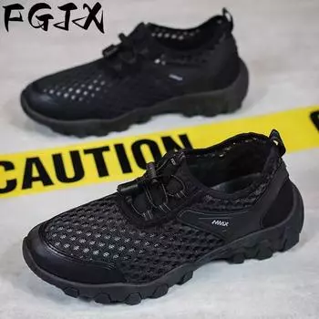 Мужские забродные ботинки, сандалии, дышащие, нескользящие, полые, походные ботинки, мужская спортивная повседневная обувь, мужская сетчатая обувь 39 чёрный