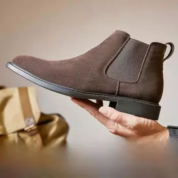 Мужские замшевые ботинки челси в британском стиле из натуральной кожи с высоким берцем 42 серый