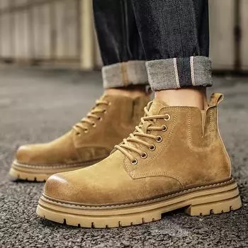 «Мужские замшевые ботинки Martin из натуральной кожи — повседневная рабочая обувь в осеннем британском стиле» 41