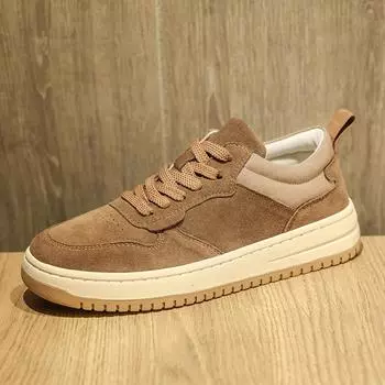 Мужские замшевые мокасины без застежек повседневная обувь для мужчин 2024 новые дышащие парусиновые туфли для вождения на плоской подошве удобные мокасины нескользящая обувь 39 коричневый