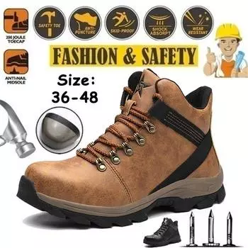 Мужские защитные ботинки со стальным носком, неразрушимая обувь Ryder, мужские походные ботинки, небьющаяся, противопрокольная рабочая обувь для мужчин 48 чёрный