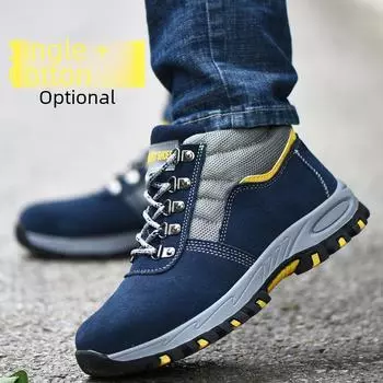 Мужские защитные рабочие ботинки со стальным носком — устойчивые к проколам и ударам, дышащие, для защиты зимой при строительстве и сварке. shoes, 37 чёрный