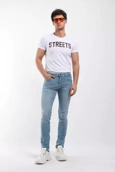 Мужские зауженные джинсы Monza из лайкры синего цвета