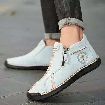 Мужские зеленые туфли для вождения, походные ботинки, повседневные ретро-мужские уличные широкие ботинки, ботильоны, большие размеры, нескользящие EU:46 зелёный