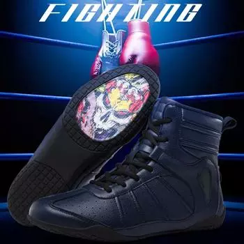 Мужские/женские боксерские ботинки High Cortee Blood Blood Thai Thai Boots, тренировочные ботинки для молодых тхэквондо, мотоциклетные ботинки 35 чёрный