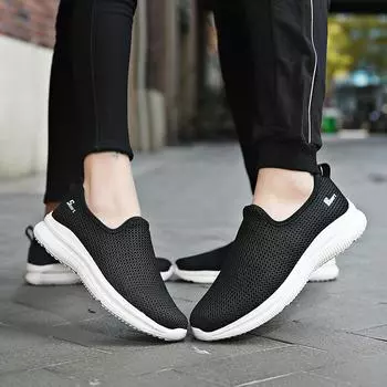 Мужские женские дышащие кроссовки Lovers Casual нескользящие мужские мокасины легкие теннисные туфли Masculino Vulcanize 36 чёрный