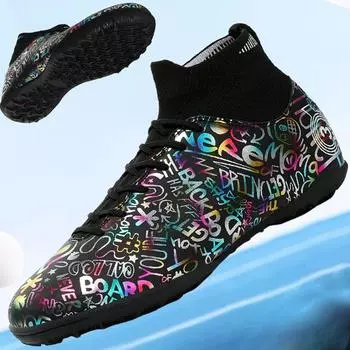 Мужские/женские футбольные бутсы из пяти резиновых материалов с мягкой подошвой и короткой ручкой производства Lammers Кожаные футбольные бутсы Детские футбольные кроссовки 31 белый