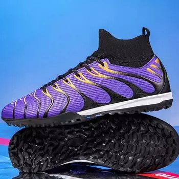 Мужские/женские футбольные бутсы, размер 35-45, резиновые, с мягкой подошвой, с короткой булавкой, из натуральной кожи, молодежные детские футбольные кроссовки 35 золотой/чёрный