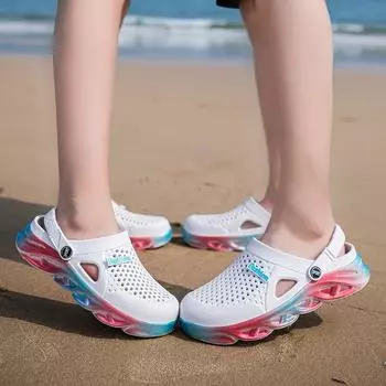 Мужские женские летние сандалии для пляжных видов спорта, парная обувь без шнуровки, тапочки, сабо, водные сандалии 36 белый