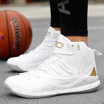 Мужские/женские модные баскетбольные кроссовки с высоким берцем, нескользящие износостойкие спортивные баскетбольные кроссовки 36 чёрный/синий