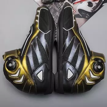 Мужские/женские мотоциклетные ботинки с вращающейся кнопкой, мужские летние повседневные ботинки для борьбы на мотоциклах 36 синий