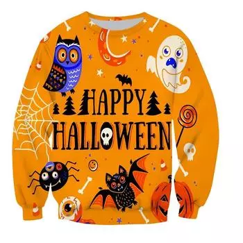 Мужские женские толстовки Ghost Witch Halloween Pumpkin Halloween 3D Printed Long Sleeve Pullover Casual Lady Hoodie S