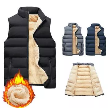 Мужские жилеты без рукавов, утепленные пуховики, стеганые куртки-бомберы, жилет из овечьего флиса S чёрный
