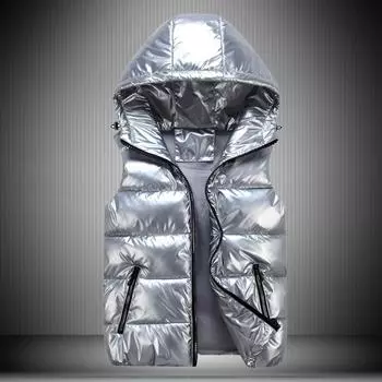 Мужские жилеты без рукавов ветрозащитные жилеты мужские блестящие дутые свободные жилеты больших размеров теплые жилеты 3XL