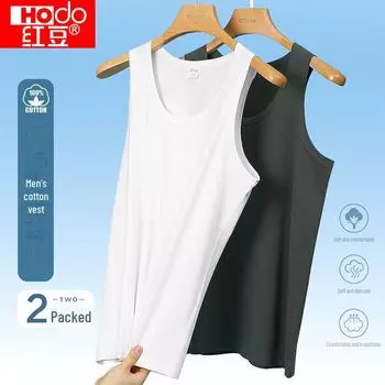 Мужские жилеты Red Bean из 100% хлопка – 2 пары, впитывающие пот, дышащие, спортивные Large