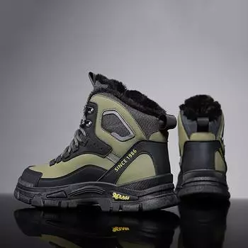 Мужские зимние 2024 новые износостойкие кроссовки с высокой толстой подошвой для активного отдыха, короткие ботинки, рабочие ботинки в стиле ретро 39