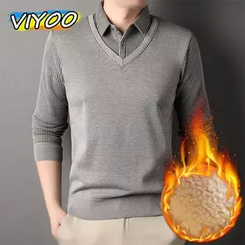 Мужские зимние бархатные футболки с длинным рукавом, рубашки для мужчин, топы, блузки, нижние рубашки, деловые костюмы, официальная офисная одежда L чёрный