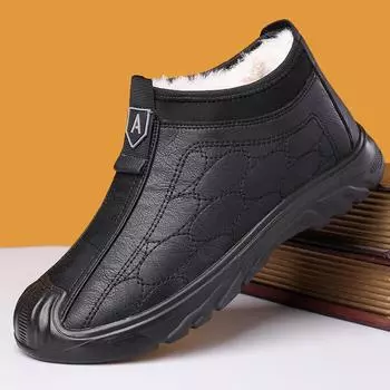 Мужские зимние бархатные теплые нескользящие туфли большого размера из ткани Cross-Border с мягкой подошвой для людей среднего и пожилого возраста. 45