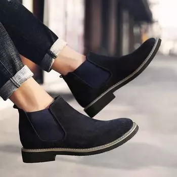 Мужские зимние ботинки «Челси», женские зимние теплые ботинки с мехом, унисекс, уличные ботинки темно-синего цвета, большой размер для пары EU: 40 серый