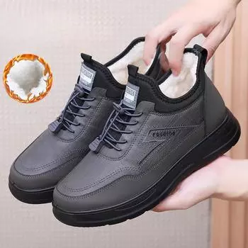 Мужские зимние ботинки для снега, нескользящие, на шнуровке, короткие ботильоны, с подкладкой из искусственного меха, удобные, теплые, водонепроницаемые, кроссовки для ходьбы для мужчин 39