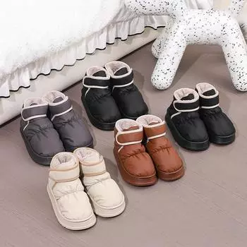 Мужские зимние ботинки для снега с подкладкой из искусственного меха, короткие тапочки, удобная мягкая домашняя обувь, нескользящая домашняя обувь для мужчин, теплые ботильоны 42-43