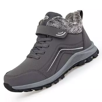 Мужские зимние ботинки для снега, супер теплые мужские ботинки для ходьбы, высококачественные водонепроницаемые кожаные мужские ботинки, кроссовки для улицы, рабочая обувь 38-47 47 серый
