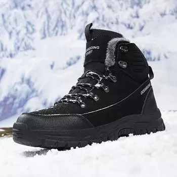 Мужские зимние ботинки для снега, высокие водонепроницаемые кроссовки со шнуровкой, теплые плюшевые ботинки для снега, многофункциональная обувь для альпинизма 39