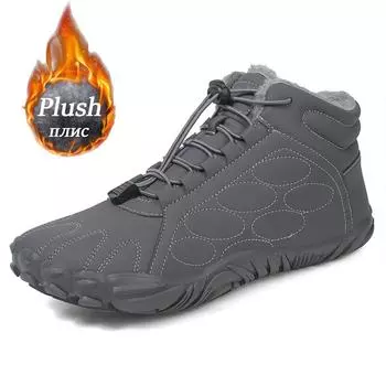 Мужские зимние ботинки для снега, женские уличные ботинки, популярные ботинки Five Fingers, удобные плюшевые кроссовки, обувь для пар для прогулок 36 серый