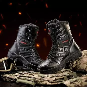 Мужские зимние ботинки Explosive Style Outdoor Boots с высоким верхом, мужские скальные ботинки, мужские снегоступы, противоскользящие, высокоэластичные, классические, новый стиль 39 чёрный