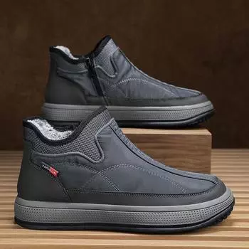 Мужские зимние ботинки из хлопка, удобные, бархатные и утепленные, простые, оригинальные, модные, водонепроницаемые, повседневные туфли для активного отдыха 39 чёрный